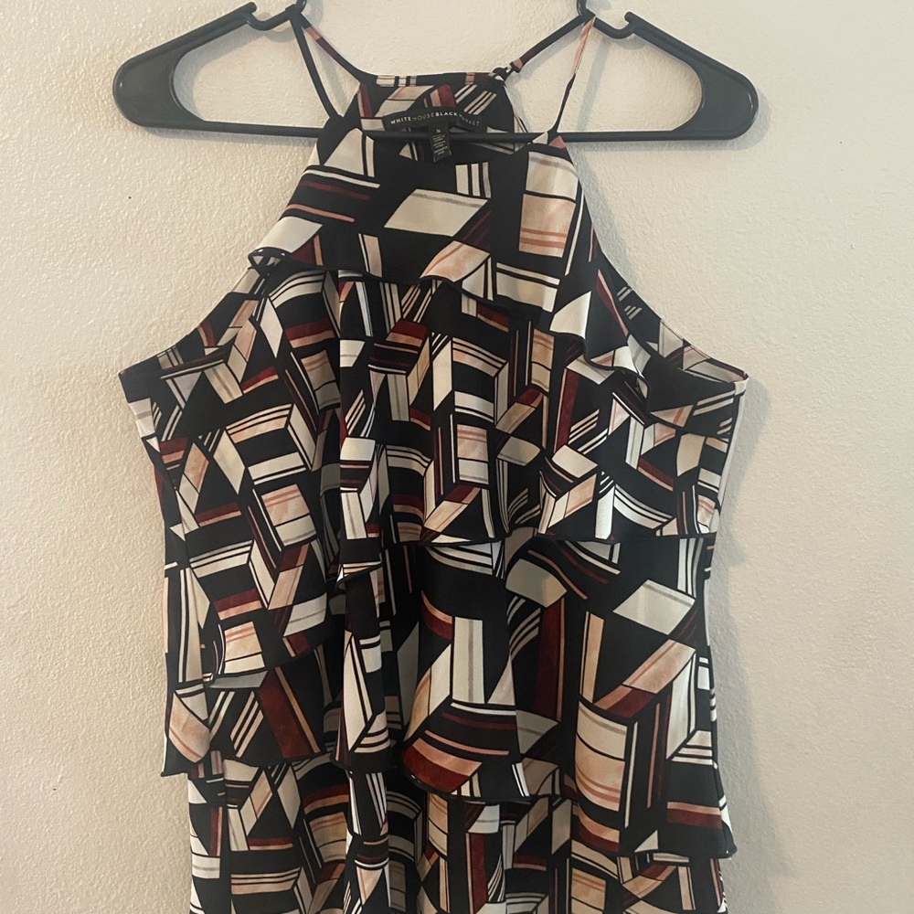 White House Black Market Geometric Tiered Halter Top - Size Small